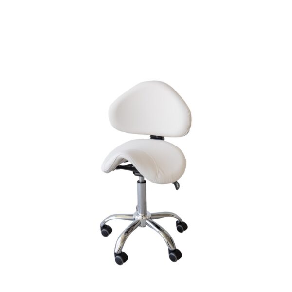 TABOURET AVEC DOSSIER - ERGONOMIQUE - SELLE A CHEVAL - BLANC